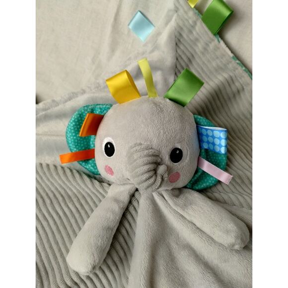 Bright Start Elephant Lovey Baby Security Blanket Infant Plush Grey Soft Palm - Picture 5 of 6